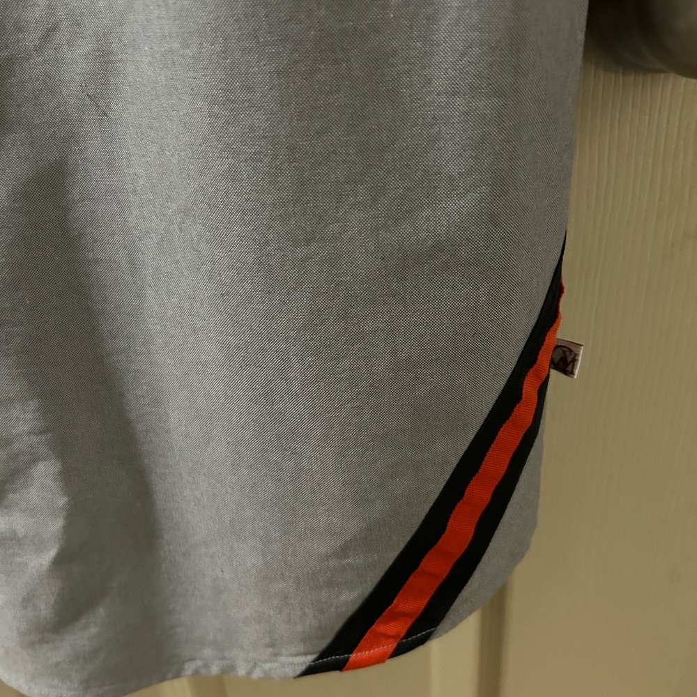 Gray Short Sleeve Button-Up Shirt with Orange Trim - Picture 4 of 6
